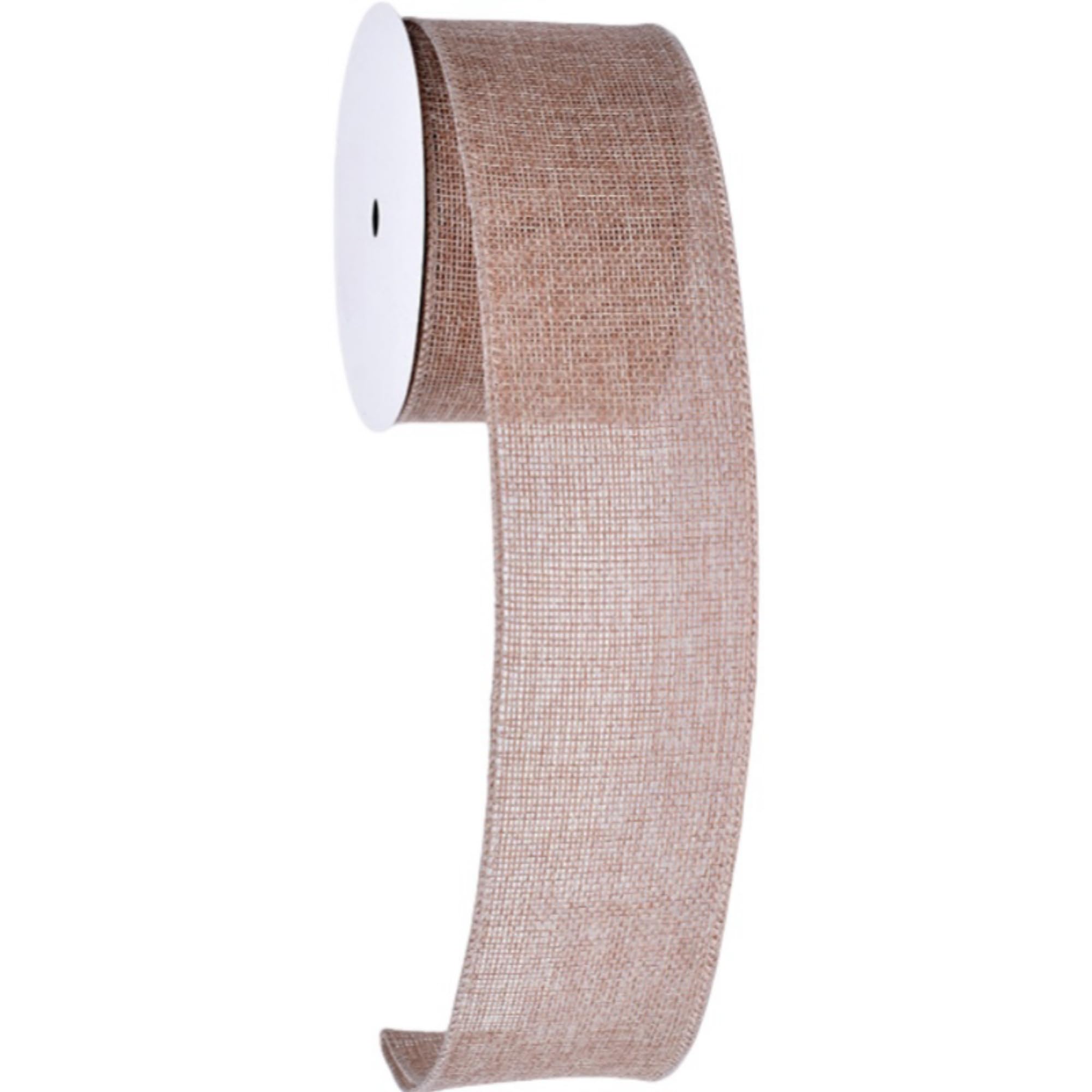 Meseey Natural Organic Linen Ribbon with Wired Edges - 2.5 x30ft Rustic Boho Wedding Ribbon for Organic Clay Decor, Eco-Friend