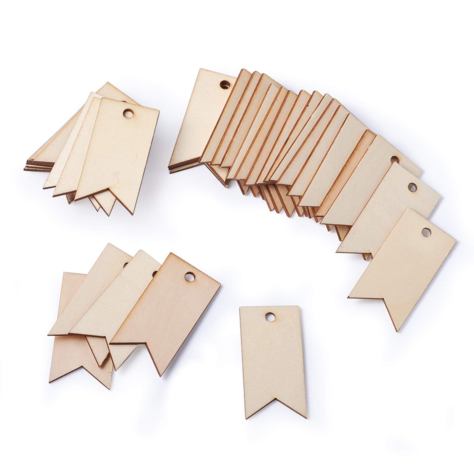 Craftdady 200Pcs Wooden Flag Big Stamping Hanging Tags 2-1/2x1-1/5 Diameter Unfinished Blank Wood Slices Pieces Ornaments Pendan