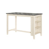 Benjara Joss 60 Inch Cottage Counter Height Table, 2 Tone Wood, Gray Top Cream Base