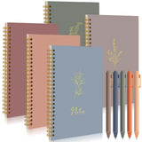 Gueevin 5 Pcs Spiral Notebook with 5 Pcs Ballpoint Pens A5 Cute College Ruled 160 Pages/ 80 Aesthetic Notebook for Work Students
