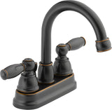 DELTA FAUCET Peerless Claymore Centerset Bathroom Faucet, Oil Rubbed Bronze Bathroom Sink Faucet, 2 Handle Bathroom Faucet, Pop