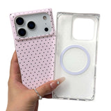 RoyMonkey Magnetic for iPhone 16 Pro Max Case [Compatible with Magsafe] Cute Aesthetic Rectangular Polka Dot Pattern, Shockproof