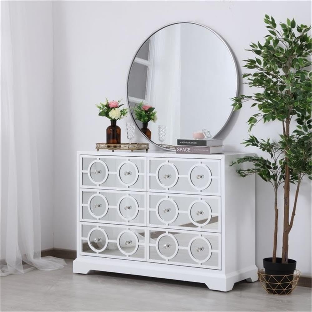 Elegant Decor Modern 6 Drawer 48 Dresser In Hand Painted White