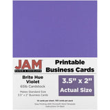 JAM PAPER Printable Business Cards 3 1/2 x 2 Brite Hue Violet 100/Pack
