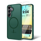 BPOASE for Samsung Galaxy S25 FE Case with Screen Protector, [Compatible with Magsafe] Ultra Slim Translucent Matte Shockproof P