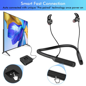 Golvery Bluetooth Headphones Transmitter for TV Watching, Neckband Wireless Stereo Earphones Earbuds Set w/Transmitter Adapter f