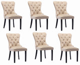 EALSON Modern Dining Chairs Set of 6 Mid Century Leather Dining Room Chairs with Wood Legs Tufted Upholstered Kitchen Side Chair