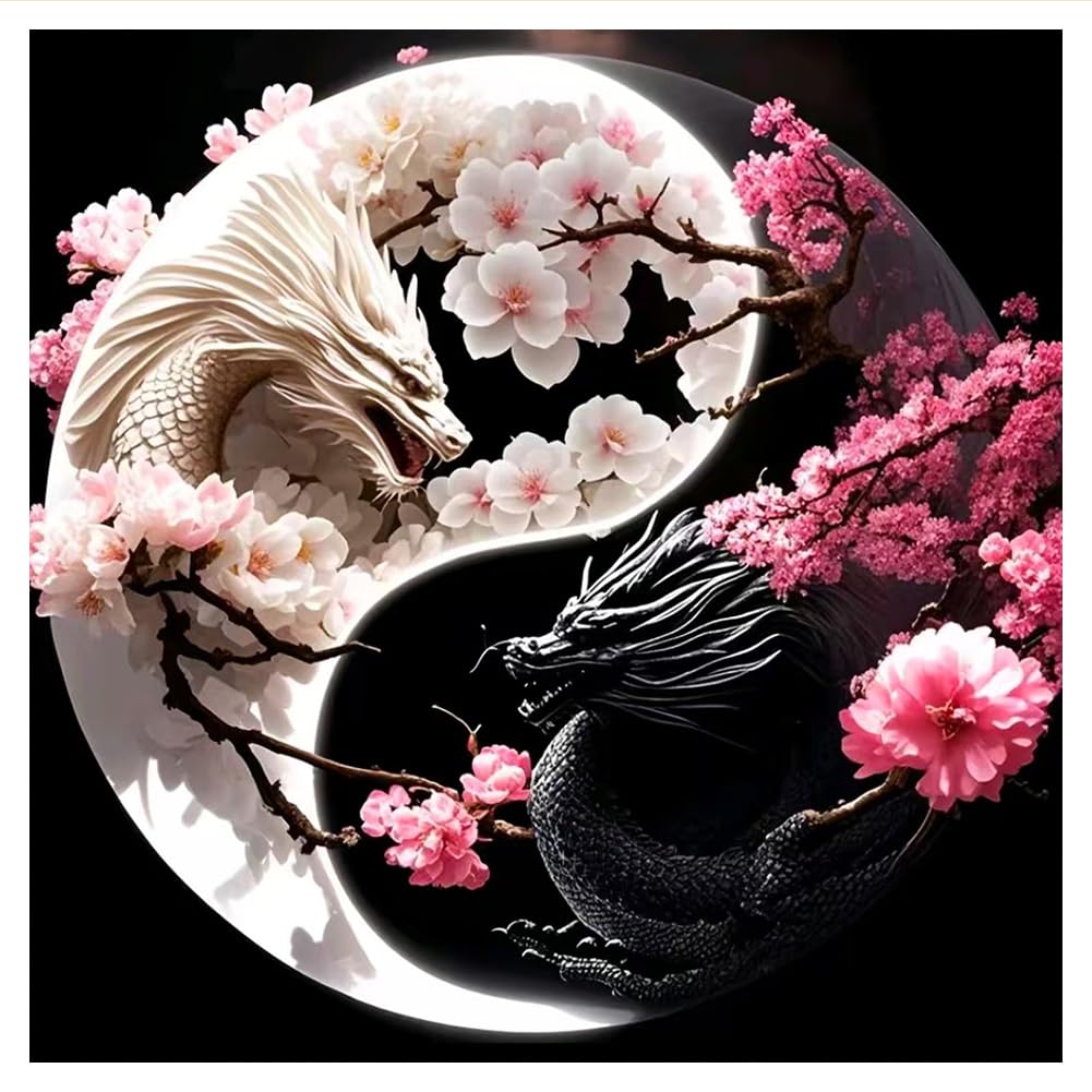 hill froeistung Dragon Diamond Art Painting Kits for Adults, Taichi Dragon Diamond Art for Beginners, 5D DIY Full Drill Round Ge