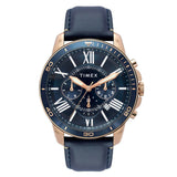Timex Analog Watch For Man With Blue Round Dial & Blue Leather Strap Band Water Resistant Men'S Wrist Watches - Tweg314Smu01