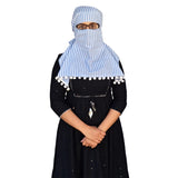 Switchon Export Quality Cotton Innovative Scarf With Closer Hook And Loop Tape Multi (Blue_White)