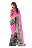 Anni Designer Women'S Georgette Floral Printed Saree With Blouse Piece (Tiger Pink_Pink),Pink,Free