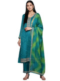 Libas Women's Poly Chiffon Kurta Sets (38126O_Turquoise Blue