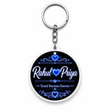 M Men Style Personalized Couple Polymer Keychain With Custom Names White And Blue Skey2026697