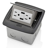Leviton PFUS1MB PopUp Floor Box with Dual Type A, 3.6 USB Charger, 15 Amp Outlet, Black