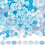 SUNNYCLUE 1 Box 400Pcs 6mm Abacus Beads Flat Round Glass Beads Bulk Small Cute Blue Transparent White Crystal Rondelle Loose Spa