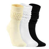 Todaysunny Slouch Socks For Woman 3 Pack Scrunch Socks Soft High Boot Socks Warm Thick Knit Woman Long Socks, Black White Beige 