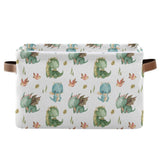 xigua Cute Dragon Storage Basket Collapsible Storage Bins Waterproof Canvas Storage Basket with Leather Handles for Home Closets