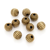 100pcs Beautiful Corrugated Round Melon Loose Beads 6mm Spacer Antique Bronze Plated Brass for DIY Craft Jewelry Making CF117-6