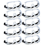 Super More 10PCS Anti-Fog Protective Safety Goggles Clear Lens Wide-Vision Adjustable Chemical Splash Eye Protection Soft Lightw