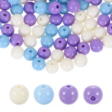 HARFINGTON 100pcs Purple Acrylic Round Beads 8mm Dia 1.9mm Hole Plastic Resin Smooth Balls Loose Bead for Jewelry Making Bracele