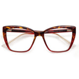 AMOMOMA Trendy TR90 Oversized Blue Light Reading Glasses Women,Stylish Square Cat Eye Glasses AM6031 Tortoise Grading Red 0.0 x