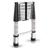 findmall 12.5FT / 3.8M Aluminum Telescopic Ladder Folding Step Inward Sliding Retraction Extension Multi-Use Non-Slip Collapsibl