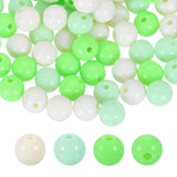 HARFINGTON 100pcs Cream Green Acrylic Round Beads 10mm Dia 1.9mm Hole Plastic Resin Smooth Balls Loose Bead for Jewelry Making B