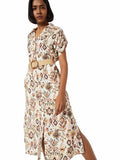 Max Women Printed Midi Dress With Belt (Beige_Xxl)