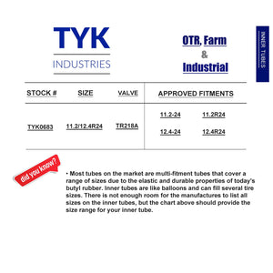 11.2/12.4R24, 11.2-24, 12.4-24 Tractor Tire Inner Tube with a TR218A Valve Stem for use in Radial or Bias Tires by TYK Industrie