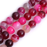 GEM-Inside Natural 12mm Pink Plum Banded Agate Gemstone Loose Beads Round Energy Stone Handmade Beads for Jewelry Making Jewelry