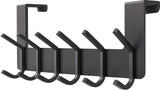 Matte Black Over The Door Hooks - Heavy Duty Stainless Steel Door Hanger with 6 Double Hooks for Hanging Towels, Coats, Robes, H