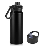 24oz Insulated Water Bottle with Straw Lid, Stainless Steel Metal Water Bottle with Straw & Wide Mouth Lid, Double Wall Vacuum W