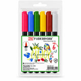Zig Kuretake FUDEBIYORI Brush Pen Set 6 PC Japanese Brush Pens | Flexible Brush Tip & WaterBased Dye Ink | For Lettering, Illus