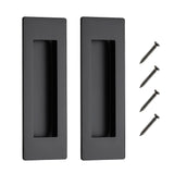 JOY DECOR 4 Pack Pocket Door Handles, 4.72 Rectangular Recessed Pulls for Sliding Closet and Barn Doors, Black Flush Finger Pull
