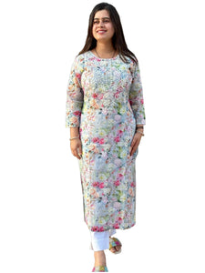 Gosriki Women'S Cotton Blend Straight Printed Kurta (Raagavi Grey-Gs_Xl_Grey_X-Large),Grey,,B0D7J2HPK5