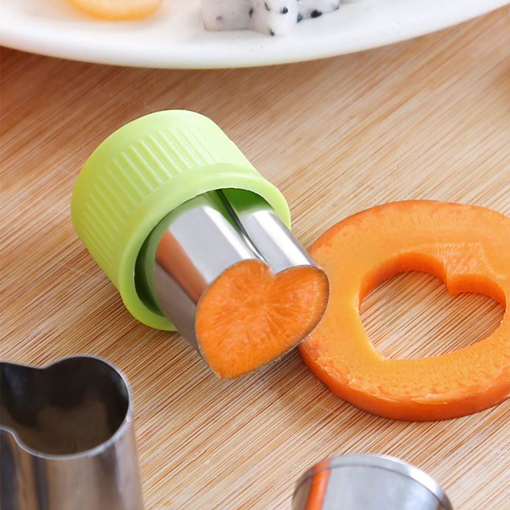 14 Pcs Fruit Vegetable Cookie Cutters Shapes Sets Stainless Steel Food Mini Pie Cookie Stamps Mold for Kids Baking,Bento Box and