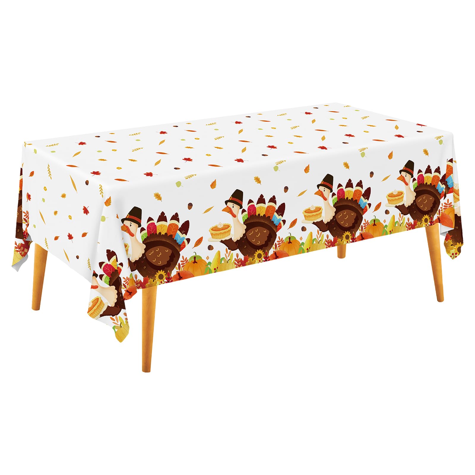 Thanksgiving Turkey Party Supplies - 2 Pack Disposable Plastic Tablecloth, 54  x108Table Cover Ideal for Autumn and Thanksg