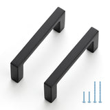 JOY DECOR 30 Pack Cabinet Pulls - Slim Square Bar, 2-1/2 Inch Hole Center, Matte Black Solid Build | Modern Look | Easy Install 
