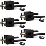 NEWBANG (5Pack) Hall/Closet Lever Handle Lock in Aged Matt Black- Door Lock Handle in Matt Black for Passage Door,HD1601-DB-PS-5