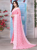 Satrani Womens Pure Georgette Saree (3201S2294Na_Pink & White)