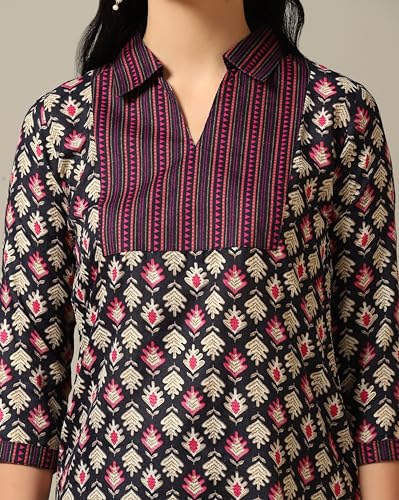 Toplot Women'S Cotton Blend Printed Straight Kurta With Pant (Kurta-Pant-5175-Wine-Xl),Wine,,B0CYLP8SSJ