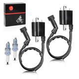 MOTO1988 Ignition Coil Pack R+L & spark plug + Cap For Yamaha V Star 1100 XVS1100 1999 2000 2001 2002 2003 2004 2005 2006 2007 2
