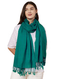 Zamour WomenS Solid Color Winter Stole | Lightweight Soft Feel Shawl With Fringes (Seagreen)