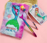 Le Delite Mermaid Diary For Girls/Fur Diary For Kids/Cute Stylish Notebook School Stationary Combo/Mermaid Copy With Chrome Holo
