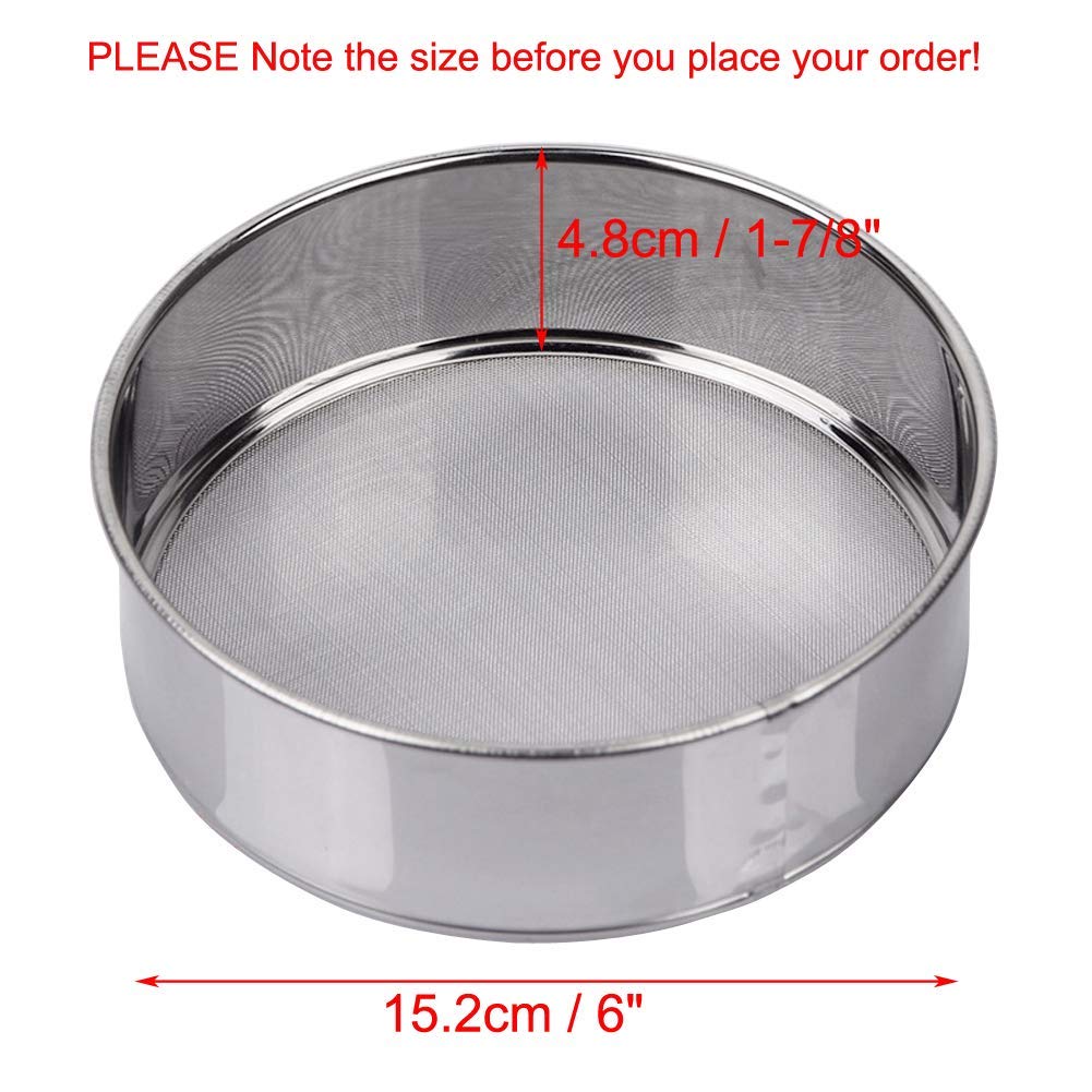 AMPSEVEN Flour Sifter for Baking - 60 Mesh Stainless Steel 6inch Small Tamis Round Sifter,Mini Fine Mesh Flour Sieve(6 Inch, 60m