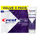 Crest 3D White Brilliance Luminous Purple Teeth Whitening Toothpaste, 4.6 oz Pack of 3, Anticavity Fluoride Toothpaste, Fights 1