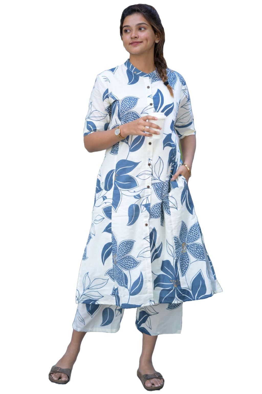 Anni Designer Women'S Rayon Viscose Straight Printed Kurta With Pant (Sunoni White_S_White_Small),White,S