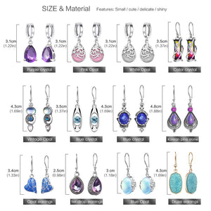 12 Pairs Teardrop Druse Crystal Drop Dangle Earrings for Women Cubic Zirconia Huggie Hoop Earring Jewelry Set Christmas Gifts (1