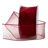 Royal Imports Organza Wired Sheer Ribbon for Floral & Craft Decoration, 50 Yard Roll (150 FT Spool) - Burgundy Red