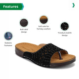 Ortho Joy Doctor Fancy Slipper For Women || Orthopedic Women'S Slipper || Regular Wear Slippers For Women,Black,7,B0C411X1KM